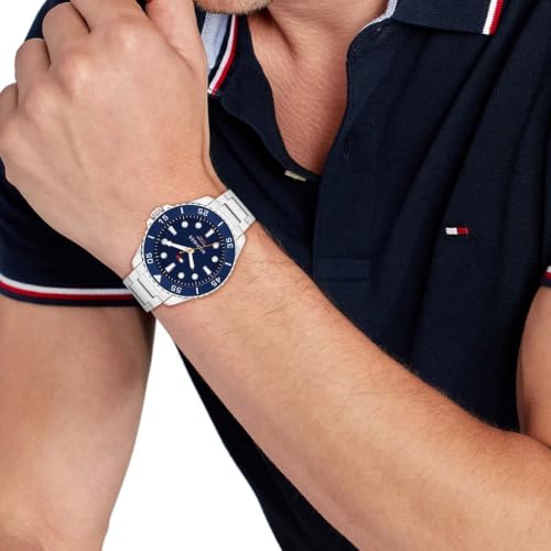 Image of Tommy Hilfiger Oceanic Quartz Analog with Blue Dial Silver Stainless Steel Strap Watch for Men - TH1792202