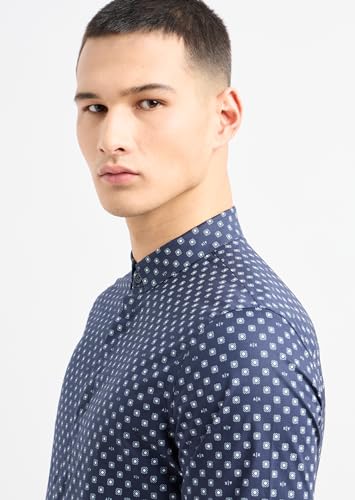 Armani Exchange Mens Long Sleeve Micro Print Button Down Shirt. Slim Fit3