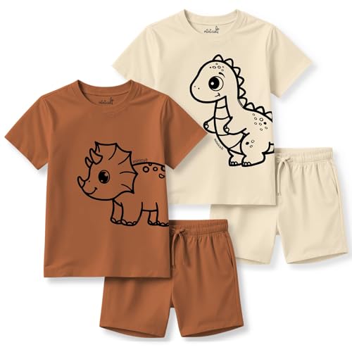 Image of minicult kids Kids Cotton Shorts and Matching Tshirt Coord clothing set with Cute Prints Clothing Set (200gsm Cotton Fabric)(pack of 2)