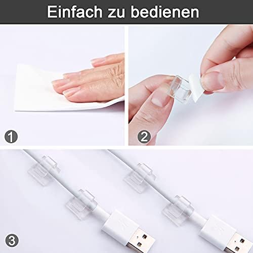 120 Pieces Outdoor Cable Clips with Adhesive Pads, RYCHUI Light Clips Decoration Clips, Self Adhesive Electrical Wire Tidy Holder for Ethernet Cables, Christmas Fairy Light and Other Cables