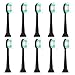 Everystep Replacement Toothbrush Heads 10 Pack for AquaSonic Black Series for Vibe Series Black Series pro, and for Duo Series pro Electric Toothbrush,Balck