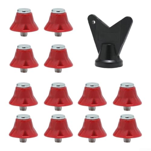 13mm Length Football for studs 12pcs with Wrench Tool 13mm Length(13MM Red)