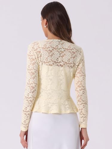 Image of Allegra K Bolero Shrug for Women's Lace Cardigan Tie Front Crop Ruffled Formal Dressy Wedding Shrugs