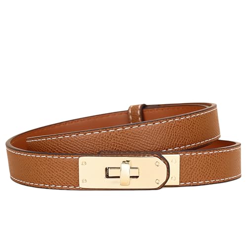 Women's Skinny Belt Adjustable Thin Belt with Alloy Turnlock Buckle4