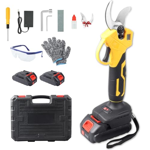 Tijeras Electricas Podar 35mm Tijeras de Podar Eléctricas con 2 Baterías de 21V, Tijeras de podar inalámbricas con Motor Brushless, Tijeras de podar para Árboles Frutales, Jardín