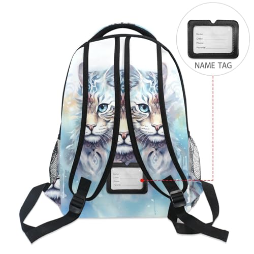 ALAZA White Cat Blue Tie Dye Backpacks for Girls Boys Elementary School Bag Kids Bookbag Personalized Travel Daypack 3rd 4th 5th Grade Rucksack 16in2