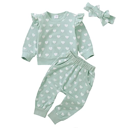 Image of Newborn Infant Baby Girl Clothes Outfits Fall Winter Long Sleeve Sweatshirts Pants Cute Baby Girl Outfits Set