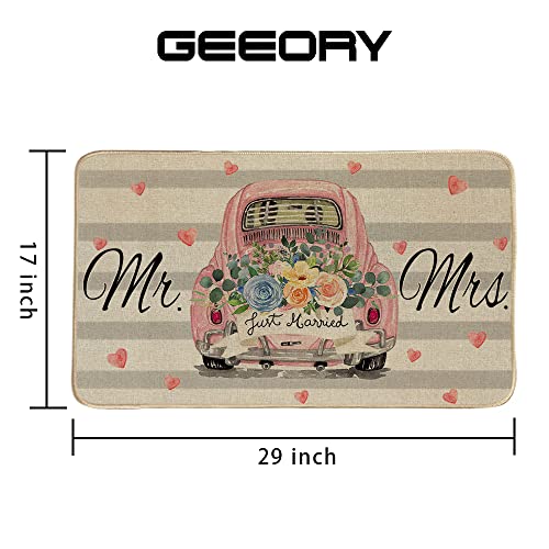 Geeory Flower Truck Mr Mrs Decorative Door Mat Love Decorations Floor Mat Wedding Farmhouse Home Seasonal Decor For Frontdoor Indoor Outdoor Entrance - 17X29Inch Gk011 #TOP2