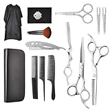 Fuyelng 15 Piezas Tijeras Peluqueria Profesional Plata, Kit Tijeras Cortar Pelo 6,7" Peluqueria Entresacar para Mujer Hombre Kit de Barberia, para Hogar Mascotas Barbero