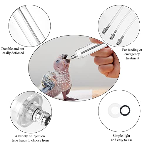TIANTIAN 3 PCS Baby Birds Feeding Syringe Feeding Tubes for Baby Birds used for Pet Sick Bird Parrot Feed Milk or Medicine,with 3 Curved Tubes 50ml,20ml,10ml - Image 4