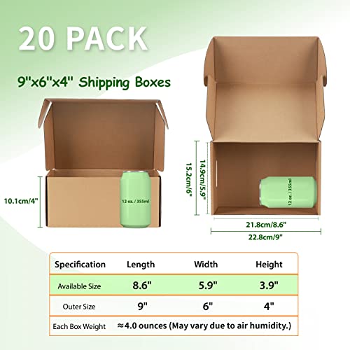 Pemtow 9x6x4 Shipping Boxes Set of 20, Brown Corrugated Cardboard Literature Mailer Box for Packaging, Mailing, Business by Pemtow - Image 3