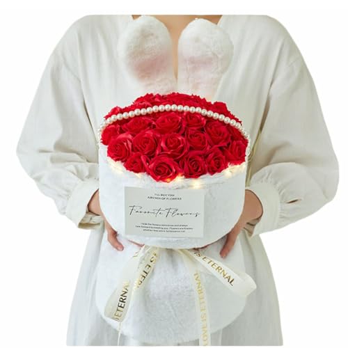 ソープフラワー 花束 プレゼント 誕生日プレゼント 発表会 イベント ギフト 記念日 結婚式 アレンジメント ブーケ バラ 母親 女性 女友達 誕生祝 友達 内祝い クリスマス LED付き 兎耳 シャボンフラワー