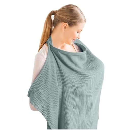 Aolso Pañuelo Lactancia Materna,Cubierta de Lactancia Materna,Capa de Lactancia con Correas Ajustables, Cuidado de Privacidad de Cobertura Total,Funda de Lactancia de Muselina-Verde Claro