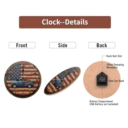 Reloj de Pared Rústico de Camión con Bandera Americana 25 cm miniatura 7