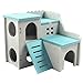 Inzopo Gerbil House Hamster Hideout 2 Layers With Stairs - Mouse Exercise Sugar Glider Huts Syrian Hamster Cage Accessories - 2 Colors Optional - Blue blue