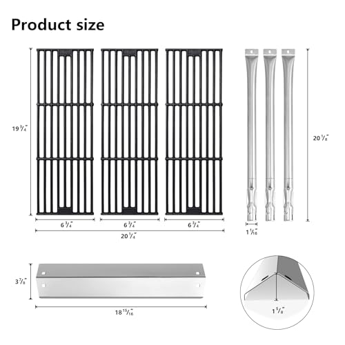Image of CANDANA Replacement Parts for Chargriller 3001, 3008, 3030, 4000, 5050, 5252 Grill Models, Stainless Steel Burner, Stainless Steel Heat Plates, Porcelain Cast Iron Cooking Grid Grates, Igniters