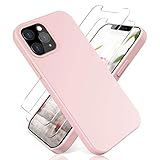 N+A YiKaDa - Funda Compatible con iPhone 12 y Compatible con iPhone 12 Pro + [2 Unidades] Cristal Templado Protector de Pantalla, Cáscara Suave de Silicona TPU Líquida - Rosado