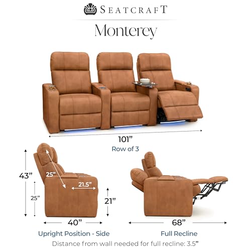 Image of Seatcraft Monterey Home Theater Seating Tawny Row of 3