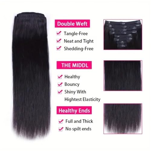 Extensiones de cabello de clip de 8 piezas para dar volumen al pelo fino 4
