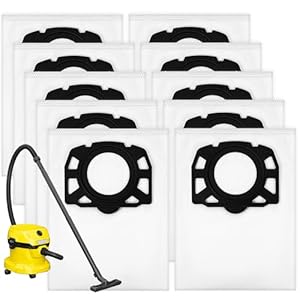 10PCS Vacuum Cleaner Bags for Karcher WD2, WD2 Plus, WD3, WD3p, WD4, WD5, WD6 Filter, Replacement Wet and Dry Vacuum Hoover Dust Bags Compatible with Kärcher SE4001 / 4002, Filter Bag for KFI 357, 487