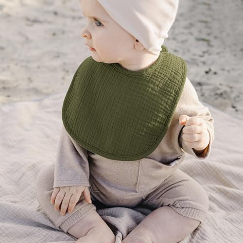 Image of Konssy 10-Pack Muslin Baby Bibs for Drooling and Teething