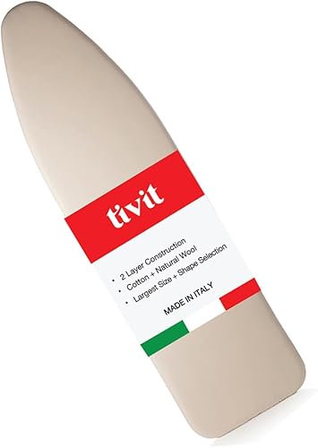 TIVIT Funda para tabla de planchar de 19 x 55 pulgadas, extra ancha, sin productos químicos, ecológica, almohadilla de algodón natural y lana sin