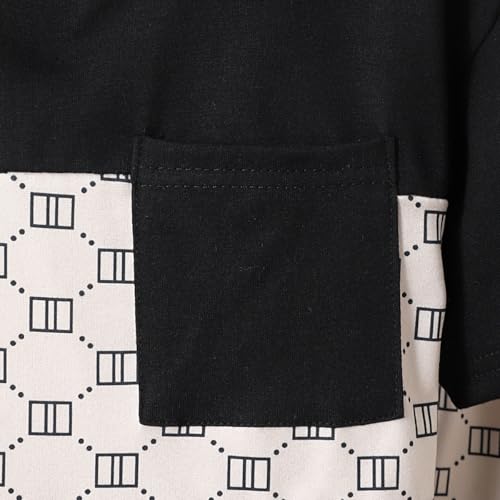 Image of Ayzozuy Boy Clothes Colorblock Top + Drawstring Waist Shorts 2 Pieces Kid Summer Outfits Set