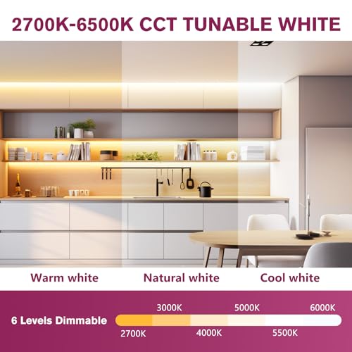 Tira LED COB con luz blanca regulable 2700K-6500K 16.4ft miniatura 3