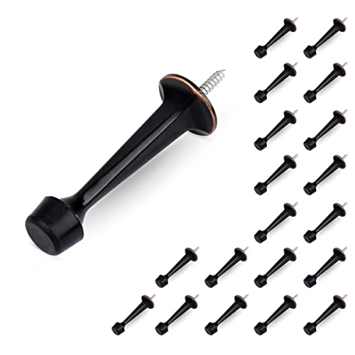 HOMOTEK 20 Pack Heavy Duty Solid Rigid Door Stop with Soft Rubber Tip, Zinc Die Cast Door Stopper Protect Wall & Door, Oil Rubbed Bronze