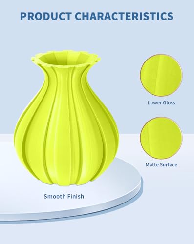 Image of DURAMIC 3D Matte PLA Filament 1.75mm Lime Yellow, 1kg Cardboard Spool Matte Finish 3D Printer Filament PLA 1.75mm Dimensional Accuracy 99% + /- 0.03 mm, Printing with FDM 3D Printer