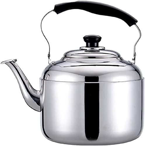 AWAING Induktion Pfeifender Teekessel aus Edelstahl für den Herd zum Kochen von Wasser für das Familienküchenrestaurant Wasserkessel für Holzofen(Color:Silver;Size:8L) Cover