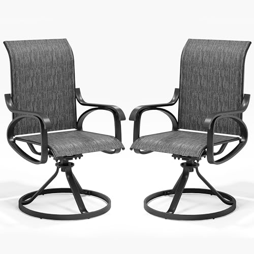 Image of LOUVIXA Patio Swivel Chair, All-Weather Patio Swivel Rocking Chair, High Back Patio Dining Chairs for Backyard, Porch, Lawn, Garden (2, Dusky Gray)