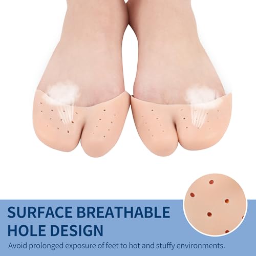 Image of 2 Pairs Gel Toe Caps Protectors Silicone Toe Sleeves Metatarsal Pads Ball of Foot Cushion Soft Forefoot Cushioning for Men Women Toe Sleeves Guards for Pain Relief