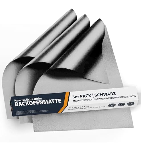 Linda's Essentials Extra große Ofeneinlagen für den Boden des Ofens (3er-Pack) – Universal-Antihaftfolie für das fächerunterstützte Kochen, 58,4 x 41,3 cm, Küchenschutzblätter, sparen Zeit und