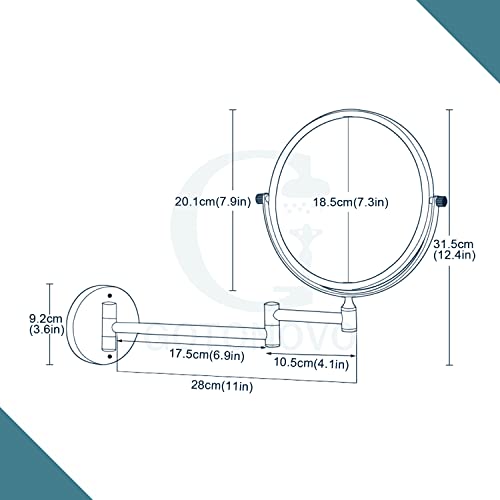 Gotonovo Wall Mounted Magnifying Mirror Pivoting Arm Double Sided Swivel Makeup Vanity Black Telescoping Handheld Mirror 8 Inch Magnification #TOP6