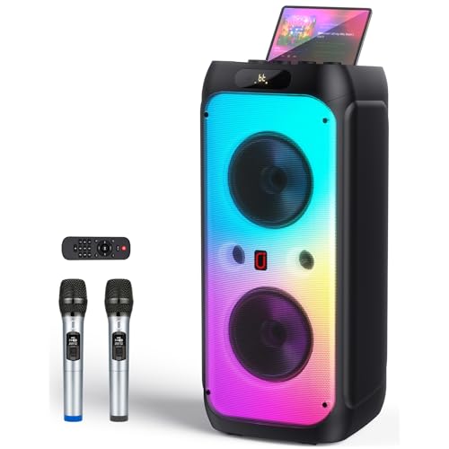 HWWR Karaoke Machine for Adults, Big Party Speaker with 500W Peak Power, Wireless PA System with Dual 8