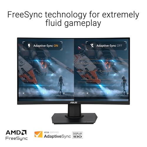 ASUS TUF Gaming 24” (23.6 inch viewable) Curved Monitor (VG24VQER) – FHD, 180Hz, 1ms, DCI-P3 90%, Extreme Low Motion Blur Sync, FreeSync, Shadow Boost, Eye Care, DisplayWidget Center, 3yr Warranty by ASUS - Used condition - Image 4