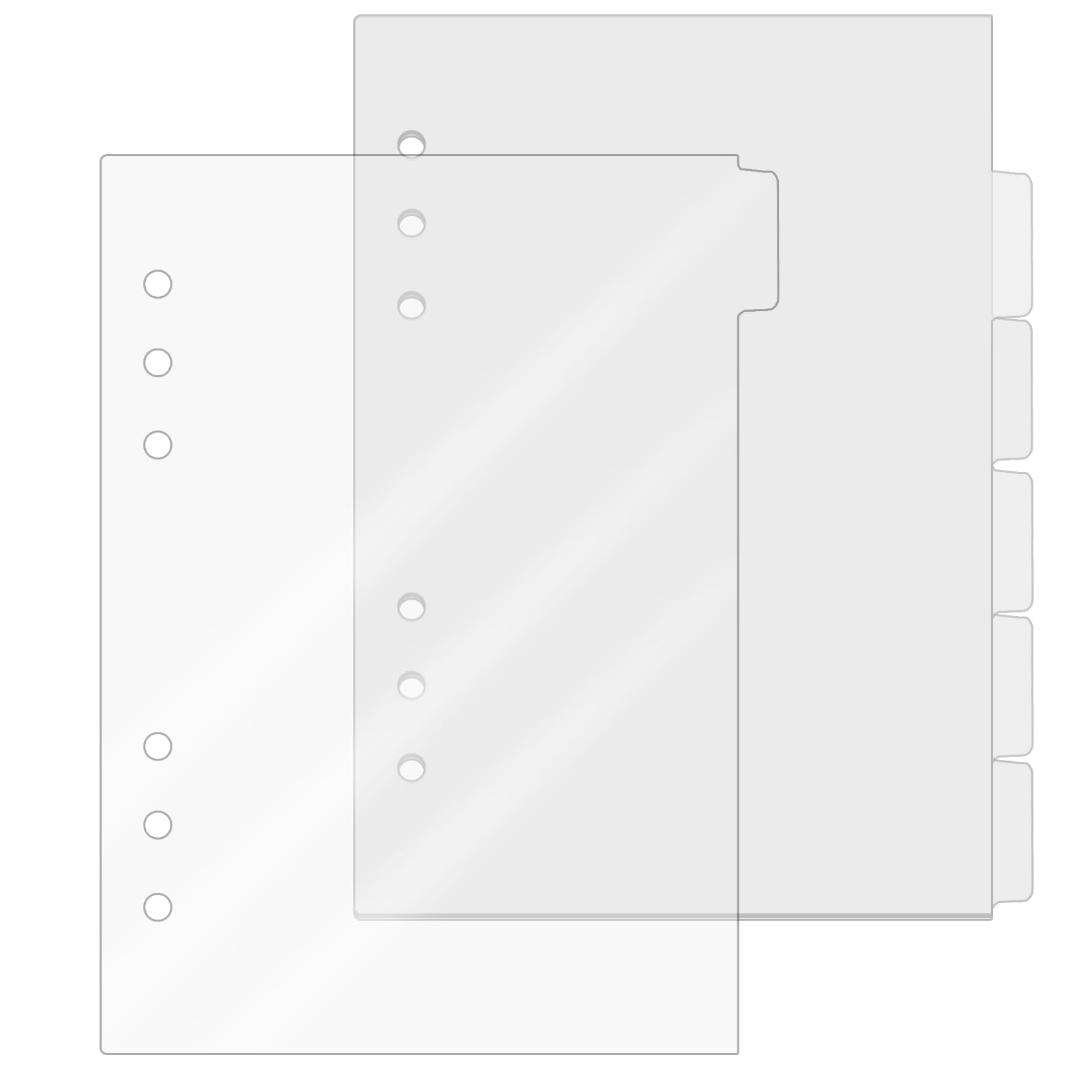 DY.2ten A5 Binder Dividers Planner Inserts, 6 Tabs Clear Acrylic Index Divider for 6 Ring Binder Notebook