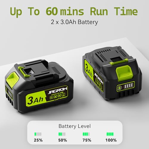 21V String Trimmer Cordless with 2x3.0Ah Battery and Charger, 12 Inch Battery Power Weed Eater String, Electric Weed Wacker, 2 In 1 Trimmer & Edger Lawn Tool Grass Cutter with 8 Lines for Garden, Yard - Thumbnail 2