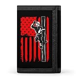 USA Lineman Mens Trifold Wallet Slim 8 Card Slot Purse with Photo Window & Keychain Coin Clip, style-18