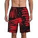 Hzcmaoyi Mens Swim Trunks with Mesh Lining,Red Black Background with Grunge Stripes Spots Quick Dry Swimsuit Board Shorts Beach Pants Swimwear Bathing Suits M