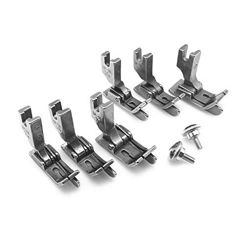 YEQIN 3Sizes(6pcs) Industrial Sewing Machine Hinged Presser Foot #SP-18 with Right & Left Guide (1/16''+1/8''+1/4'') for JUKI DDL-127, DDL-227, DDL-500, DDL-552, CONSEW 210,218,219 -  US-SEW-1083