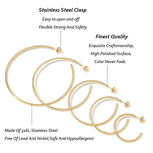 Cuicanstar 10 Pairs Stainless Steel Gold Hoops Silver Hoop Earrings For Women Girls, Hypoallergenic Dainty Big Hoop Earrings Lightweight Large Small Hoop Loop Earrings Set #TOP3