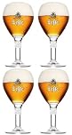 Official Leffe Chalice - Set of 4 Large Stem Glasses - 33cl Each - Perfect for Leffe Blonde, Brown, Ruby, Double, Triple + 4 Beer Mats