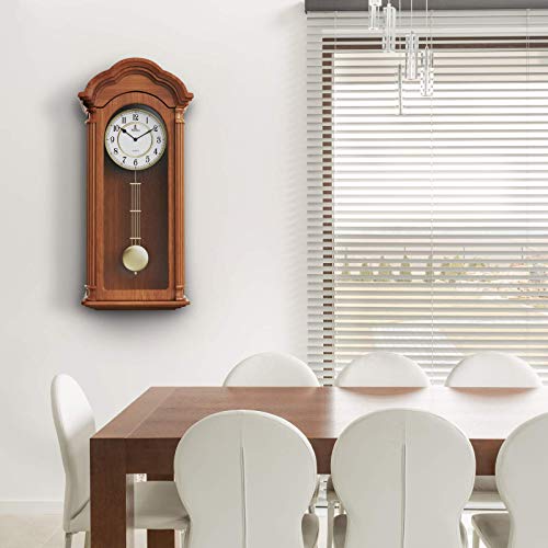 Pendulum Wall Clock Battery Operated - Large Hanging Grandfather Wall Clock With Pendulum - Quiet Wood Pendulum Clock - Wooden Wall Clock For Living Room Decor, Office & Home Décor Gift 26X12 #TOP7