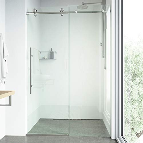 Vigo Elan E-Class Adjustable 64-68 In. W X 76 In. H Frameless Sliding Rectangle Shower Door With Clear Tempered Glass And Matte Black Stainless Steel Hardware With Reversible Handle - Vg6021Mbcl6876 #TOP3