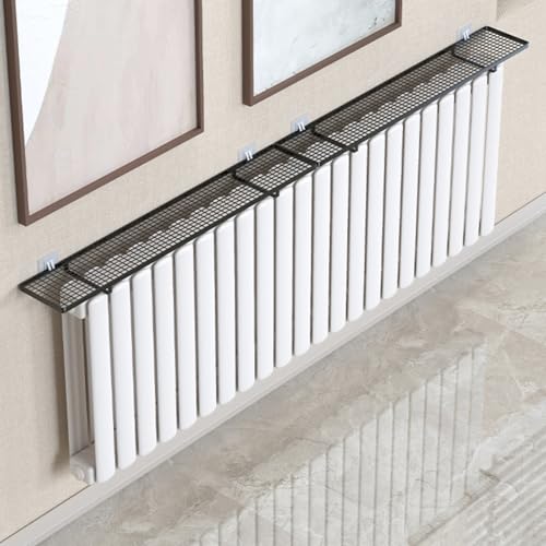 Estante de Pared de Hierro Cubreradiador, Cubre Radiadores, Estantes Flotantes, Capacidad de Carga 10 Kg, para Hogar, Oficina, Dormitorio, Pasillo, Baldas Flotantes Pared(Black,35 * 10cm/14 * 4in)
