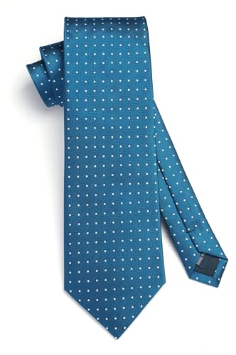 Image of HISDERN Polka Dot Ties for Men Classic Silk Ties and Pocket Square Formal Business Necktie Handkerchief Wedding Party