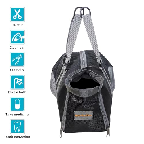 Cinf Cat Nail Clipping Cleaning Grooming Restraint Bag （Free Muzzle） No Scratching Biting for Bathing Nail Trimming Injecting Examining(Black,M)