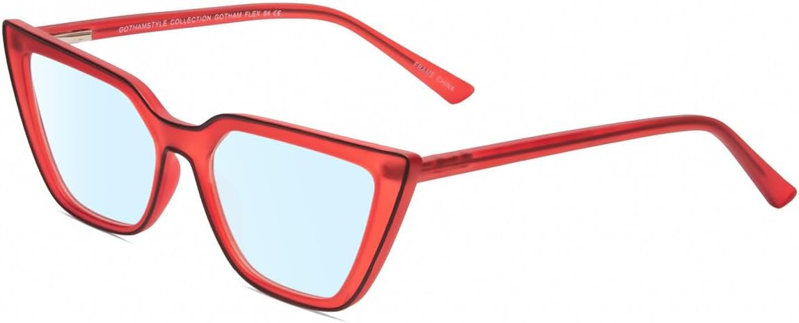 Calabria Gotham Chic 84 Triangular Cateye Reading Glasses Blue Light or Clear Lens Women Eyeglass Trendy Reader w/Hard Case